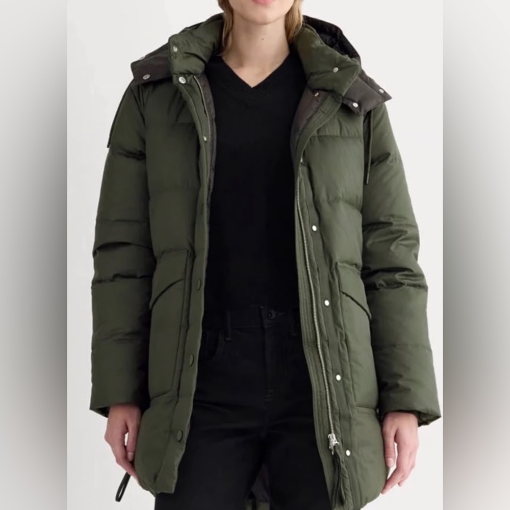 Woman’s Everlane Medium Olive Puffer Jacket NWT